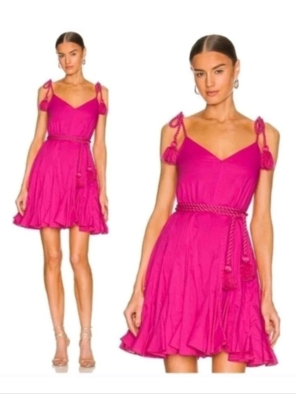 New NWT Rhode Casey Dress in Hot Pink Large